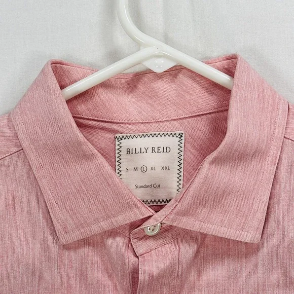 Billy Reid Shirt Mens Large Pink Standard Cut Button Front Long Sleeve Italy - Picture 5 of 10